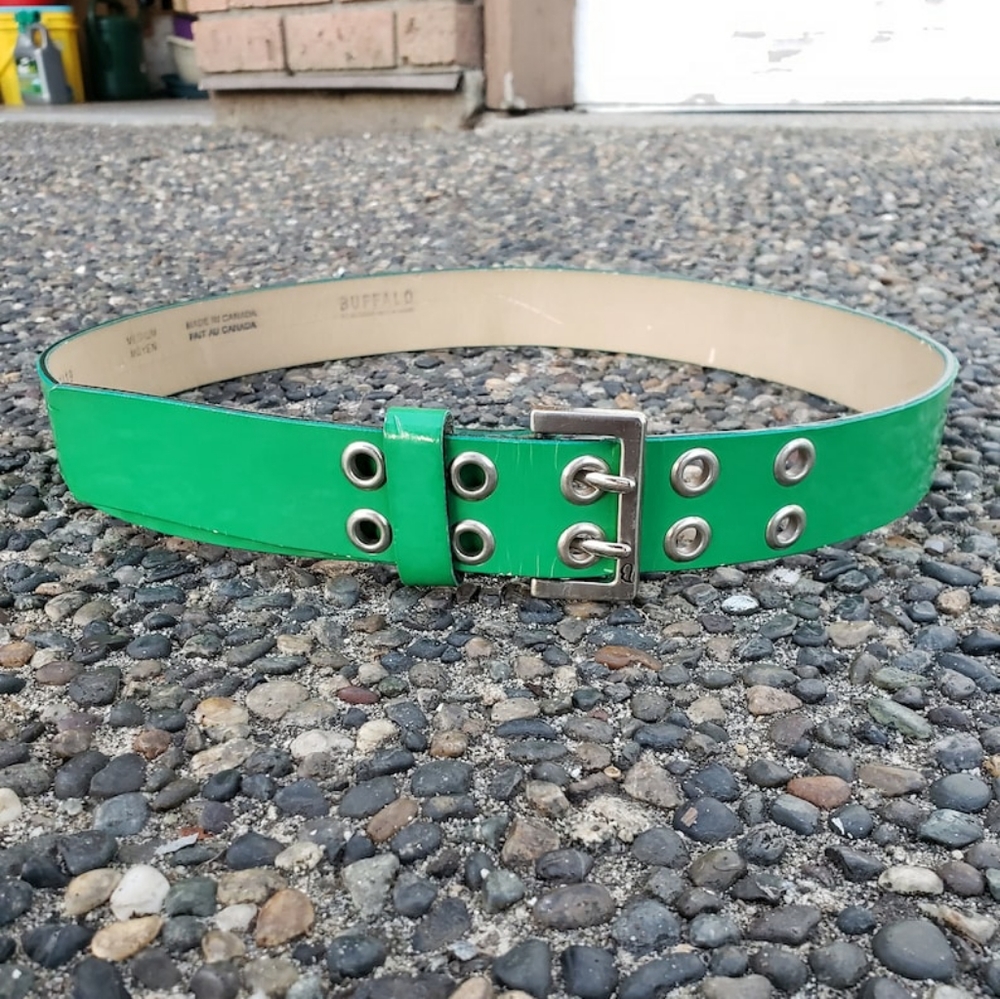 Double Grommit Kelly Green Punk Rock Style Vintage Buffalo Jeans Belt